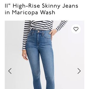 Madewell 11” High Rise Skinny Jeans, Maricopa Wash